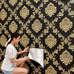 Vinyl Wall Paper Sticker Suppliers 3D Brick Home Decoration Self Adhesive PVC Waterproof Wallpaper Tile