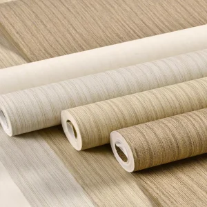 Vinyl Wallpaper Roll 3D Design Woven Cotton Fabric Backing Commercial Project 15oz PVC Wallcovering