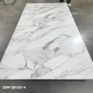W1220XL3000XH4mm High Glossy Classic WPC Wall Panel 3D Printing UV Marble Waterproof Fireproof Wallpaper for Home Hotel