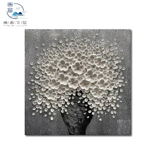 Wall Decor White Flower Modern Abstract Oil Painting 3D Canvas Painting Handmade Knife Textured Wall Art Living Room Office