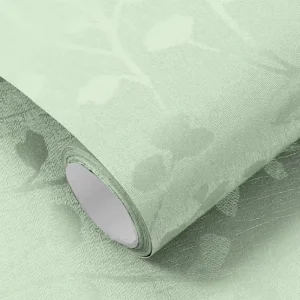 Wall Decoration PVC Rolls of Adhesive Wallpaper Rolls Green Color for Bedroom