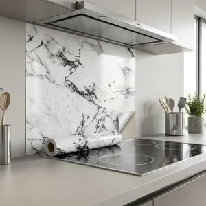 Wall Stickers Oil Proof Waterproof Heat Resistant Self Adhesive Peel and Stick Wallpaper for Kitchen
