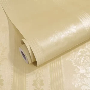 Wall Stickers Wallpaper Embossed Peony Roses Beige Color Self Adhesive Plain Wall Paper