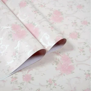 Wall Stickers Wallpaper Pink Roses (45 x 1000 cm) Flower Bouquet Self Adhesive Bedroom Wall Decoration PVC White