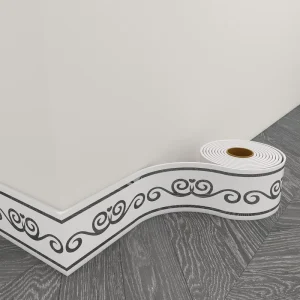 Wall Waist Skirting Line Thickened Roll Geometric Embossed Modern Self Adhesive Waterproof Kickstand Wallpaper Heat Insulation