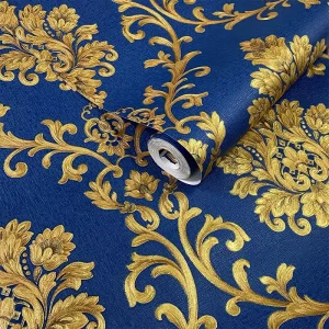 Wall and Interior Wall Building Materials Wallpaper Damascus Wallpaper Bedroom Living Room Background Wall Blue Other Wallpaper
