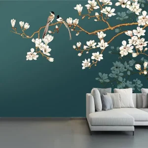 Wall sticker wallpaper for wall decoration bird and flower seamless wallpaper mural