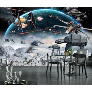 Wallpaper 3D Spacecraft Design for Boys’ Bedroom Children’s Room Wallpaper