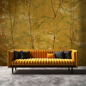 Wallpaper Antique Golden Texture Slim Tree Branch Foliage Wallpaper for Home Cafe Hotel Viila Commercial Space Use