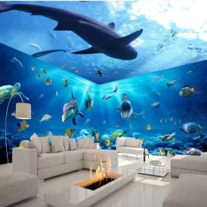 Wallpaper Coating 3D 5D HD Wallpaper Blue Wall Murals 3D Wallpaper for Walls
