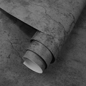 Wallpaper Concrete Waterproof 3D Peel and Stick Black Grey Cement Self-Adhesive Wallpaper for Walls Kitchen Bathroom
