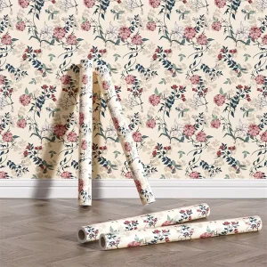 Wallpaper Floral Botanical Rose Peel and Stick Wallpaper PVC