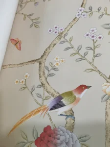 Wallpaper Hand Painted Chinoiserie Magnolia Blossom Colorful Bird Mural for Home Living Room Villa Hotel Interior Decor