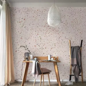 Wallpaper Home Decoration Abstract Splatter Pink Terrazzo Pattern Wall Art for Bedroom & Studio Scratch Resistant Fade Resistant