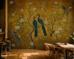 Wallpaper Modern Luxury Golden Foil Wallpaper Chinoiserie Hand Painted Peony Blossom Bird Wallpaper for Living Room Home Decor