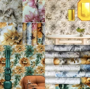 Wallpaper New Design PVC Vinyl Material Heavy Embossed with Big Shinny sliver Flower Design for Bedroom Hotel