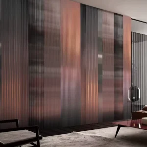 Wallpaper Wall Panels Metallic Ribbed Copper & Gunmetal Tone Linear Texture Wall Decor for Modern Luxury Home Decor