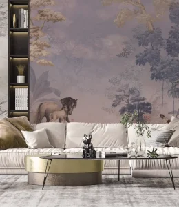 Wallpaper for Kids Room Large Scale Forest Mural Wildlife & Landscape Feature Wall Decor for Living Room Eco Friendly Material