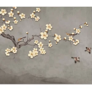 Wallpapers Manufacturer Chinese Style Wallpaper Flowers and Birds Digital UV Printing Wallpaper for Interior Decoration