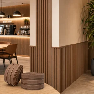 Warm Wood Grain 3D Decorative Wall Strip for Retail Interiors