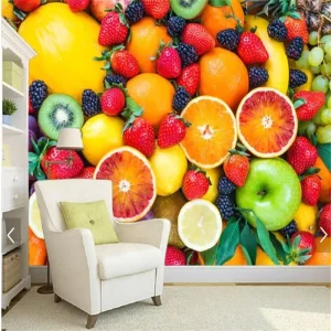 Water Resistant Wallpaper 3D Fresh Vegetables Fruit Wall Mural Wallpaper Roller Italian Style Wallpaper