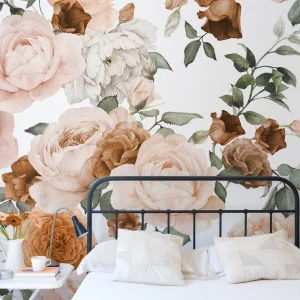 Watercolor Blush Pink Rose Vintage Floral Papiers Peints Murals High Definition Wall Decor for Bedroom Living Room
