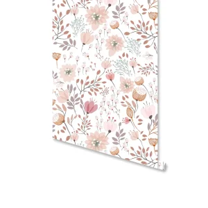 Watercolor Flower Botanical Wallpaper Peel and Stick Removable Botanical Floral Wallpaper