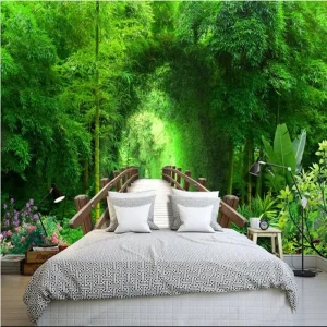 Waterfall Wallpaper 3D Stereo Custom Mural Background Living Room Bedroom Bamboo Sax Wallpaper 3D Wallpaper for Home