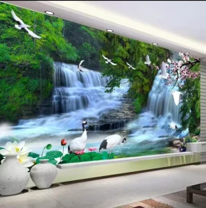 Waterfalls Nature Scenery Mural Wallpaper Living Room TV Sofa Study Background Wall Paper For Walls