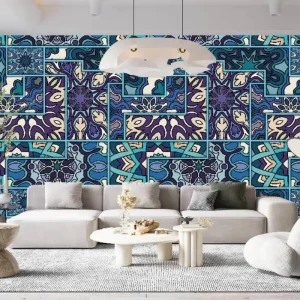 Waterproof 3D Foam Wall Panels Bohemian Retro Pattern Heat Insulation Self-Adhesive Wallpaper for Balcony Wall