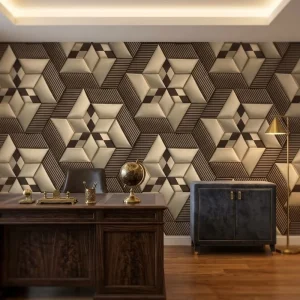 Waterproof 3D Geometric Tufted Mural Champagne Gold Brown Wallpaper for Modern Luxury Home Wall Decor