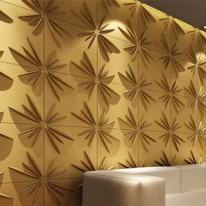 Waterproof 3D PVC Wall Cladding Luxury Interior Decoration Gold 3D PVC Sheet Plastic Wall Boards Geometric Wall Panels