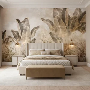 Waterproof Botanical Tropical Leafy Plant Floral Wallpaper Mural for Bedroom Home Interior with Easy DIY Installation
