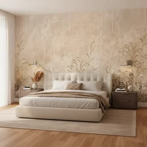 Waterproof Brown Vintage Tropical Floral Plant Mural Wallpaper for Home Indoor Wall Decoration