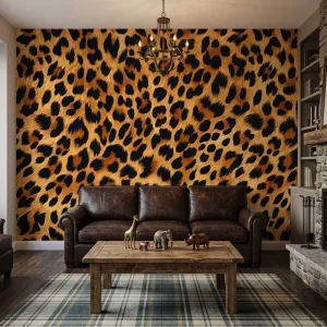 Waterproof Classic Leopard Print Wall Mural Peel and Stick Self Adhesive Animal Print Wallpaper for Indoor Wall Decor