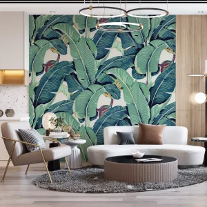 Waterproof Custom Modern Botanical Mural Wallpaper with Silk Paper Easy Installation for Living Room Bedroom