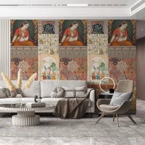 Waterproof Custom Modern Home Wall Decoration Indian Pattern Collage Mural Wallpaper