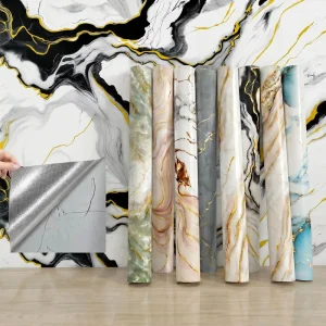 Waterproof Dark Grey Marble Wallpaper Wall Tile Self Adhesive Removable PVC Contact Paper Stain Countertop Furniture Wrap Sheet