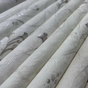 Waterproof Embossed 1.06M Modern Flowers Damask Wallpaper PVC Easy Smoke-Proof Heat Insulation Bedroom Dining