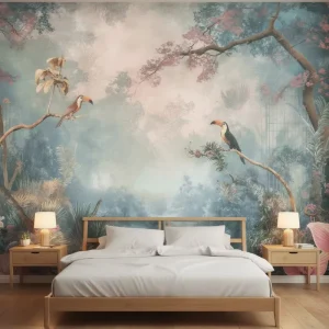 Waterproof Embossed Retro Forest Landscape Mural Wallpaper