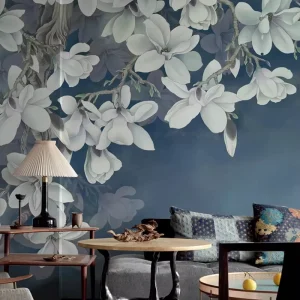 Waterproof Floral Wallpaper for Home Bedroom Wall Decoration Yulania Denudata Flower Mural Wallpaper