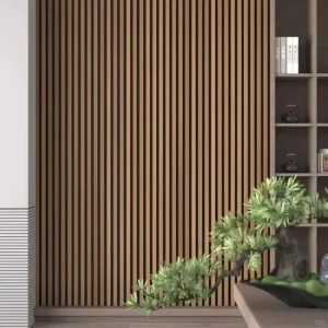 Waterproof Geometric Bamboo Charcoal Modern Wall Panel with Wood Veneer for Bathroom and Hotel Home Decoration