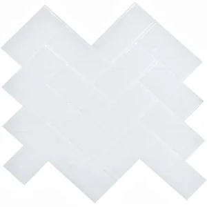 Waterproof Geometric PU Self adhesive Peel and Stick Kitchen Backsplash Tiles White Polygons