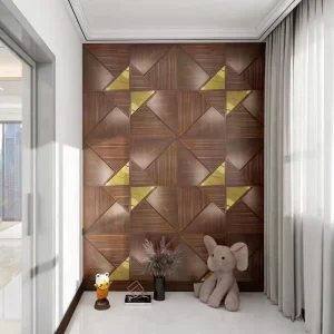 Waterproof High Glossy Mirror Stickers Wood Grain 3d Pvc Wallpaper Interior Background Wall Tile Stickers 3d Wall Panel Pvc