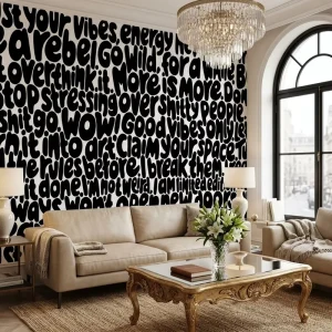 Waterproof Home Wall Decoration Modern Classic Black and White Quote Letter Art Mural Wallpaper