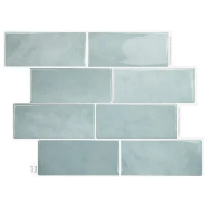 Waterproof Light Blue Marble Wall Tiles 3D Self Adhesive Vinyl Wall Tiles for Bathroom
