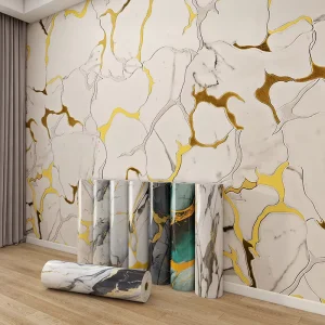 Waterproof Marble Wall Sticker Roll Self Adhesive PVC Stone Wall Sticker for Kitchen Countertop Cabinet