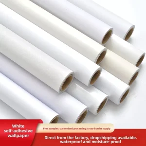 Waterproof Matte Pure White Self Adhesive PVC Wallpaper Roll Peel and Stick Contact Paper for Modern Home Decoration