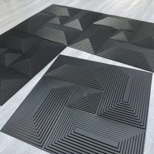 Waterproof Modern 3D PVC Wall Panel Interior Matt Black Living Room Bedroom Decorative Wallpaper