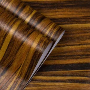 Waterproof Modern Wood Grain Laminate Self Adhesive Vinyl Wallpaper for Kitchen Cabinet Living Room Hotel Entertainment